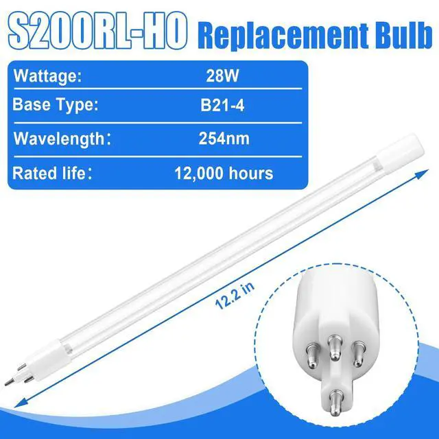 Alt view image 2 of 5 - Poweka S200RL-HO Replacement UV Lamp 2 Pack Compatible with VH200 System, SPV-200, SP200-HO, SPV-3.5, SC-200, SCM-200 Systems, Lamp Life 18,000h