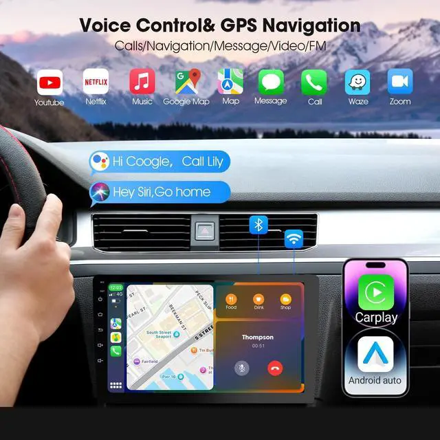 Alt view image 5 of 5 - Haudio Carplay Screen for Car, 9 inch Wireless CarPlay & Android Auto,Backup Camera,Double Din Car Stereo,GPS Navigation, ZLink,Audio Receivers, Music Player (9 inch)