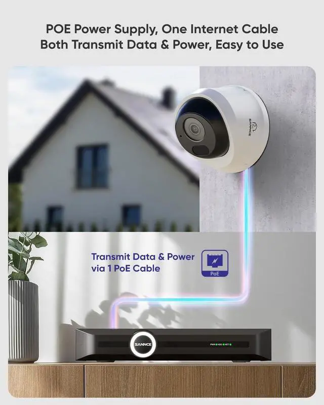 Alt view image 3 of 5 - SANNCE 2K 3MP Super HD PoE IP Security Camera - 100ft Dual IR Night Vision, Human and Vehicle Detection, IP67 Weatherproof, H.265+ Dome Surveillance Camera for Indoor Outdoor (2 Pack)