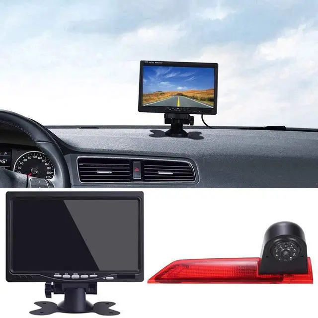 Main image of Car Third Roof Top Mount Brake Lamp Reverse Camera Sprinter Brake Light Backup Rear View Camera with 7 inch LCD Monitor for Ford Transit Custom 2012-2016