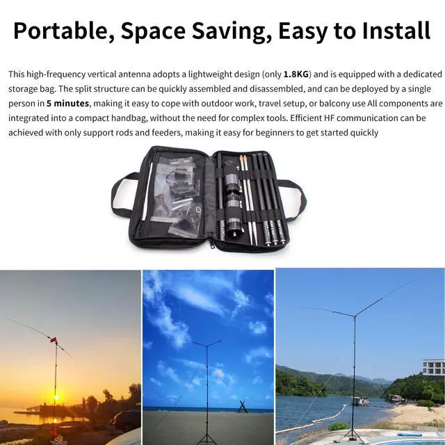 Alt view image 4 of 5 - JPC-7 Portable HF Antenna for Ham Radio 7MHz-50MHz, All Band Shortwave Vertical Antenna, 40m-6m 8 Bands, Suitable for On-Site/Emergency/Training/Outdoor Use, 4.1 Meter(13.5Ft) (M10)