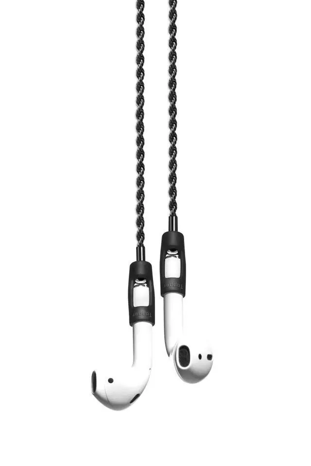 Alt view image 2 of 5 - Tapper Hematite Black Plated Rope Chain for AirPods & AirPods Pro