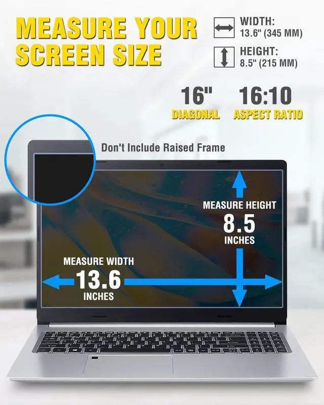 Alt view image 2 of 5 - F FORITO Magnetic Laptop Privacy Screen 16 inch 16:10, 360 Anti Peeping Removable Anti Glare Blue Light Filter Compatible with All 16 16:10 Laptops Portable Monitors