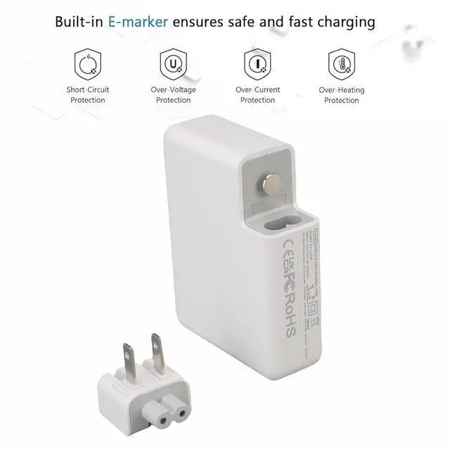 Alt view image 4 of 5 - Tangxi 140W USB C, Type C Super with 5.9FT Charging Cord, Universal USB Wall Block for Interface Laptops, Tablets, Smartphones (White)