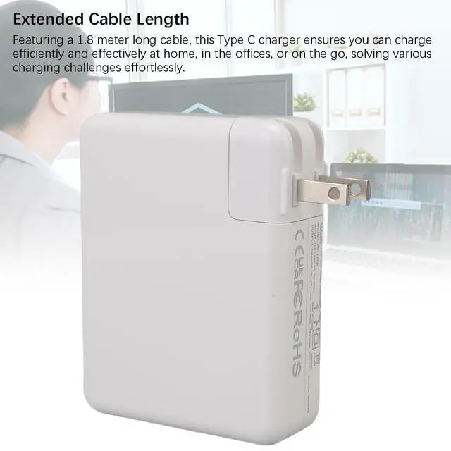 Alt view image 5 of 5 - Tangxi 140W USB C, Type C Super with 5.9FT Charging Cord, Universal USB Wall Block for Interface Laptops, Tablets, Smartphones (White)
