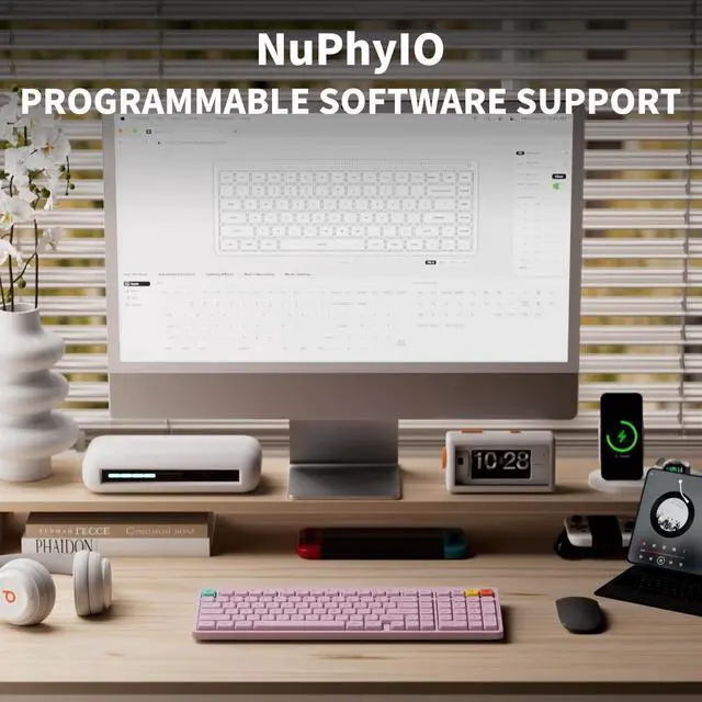 Alt view image 2 of 5 - NuPhy Node100 Wireless Mechanical Keyboard, Hot Swappable Custom Low Profile Keyboard, 103 Keys Computer Gaming Keyboards, Supports Touch Gestures, PBT Keycaps, RGB Backlit, Bluetooth/2.4GHz/US