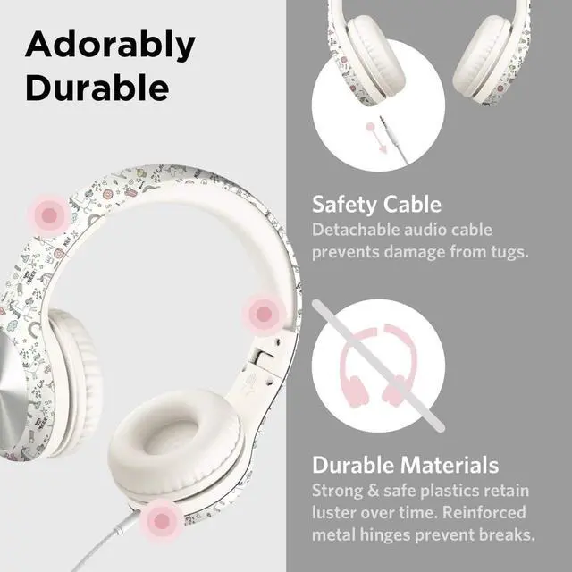 Alt view image 3 of 5 - LilGadgets Connect+ Pro Wired Kids Headphones for School with Microphone, Volume Limiting Over-Ear Headset with Cord, SharePort Technology & SoftTouch Padding, Unicorn