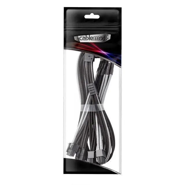 Alt view image 4 of 4 - CableMod RT-Series Pro ModFlex Sleeved 12V-2x6 12VHPWR 90 StealthSense PCIe Cable for ASUS/Seasonic/Phanteks (Variant A, Black + Silver)