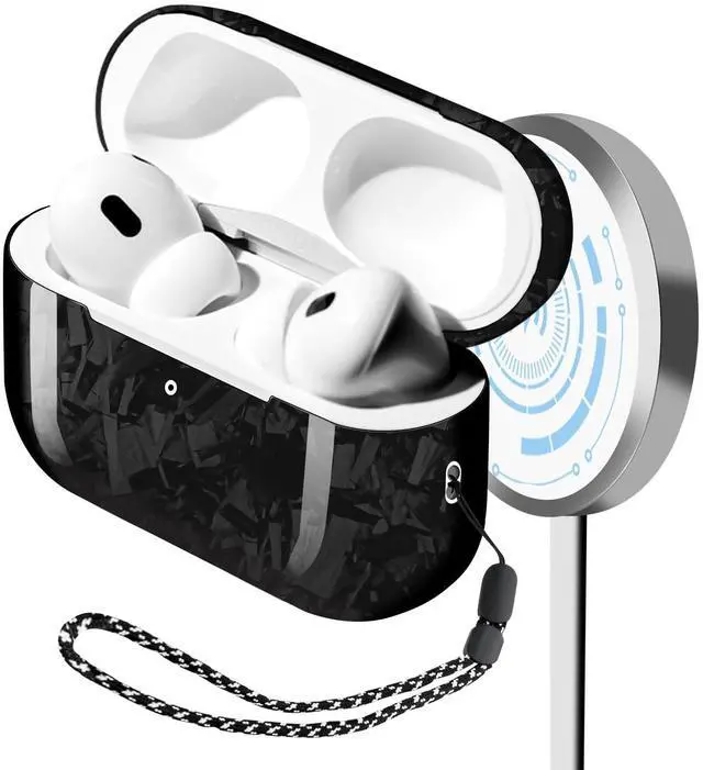 Main image of MONOCARBON Real Carbon Fiber Case for Airpods Pro 2nd Generation with Lanyard,AntiScratch Slim Protective Hard Cover for Airpods Pro 2 Compatible with Magsafe Wireless Charg