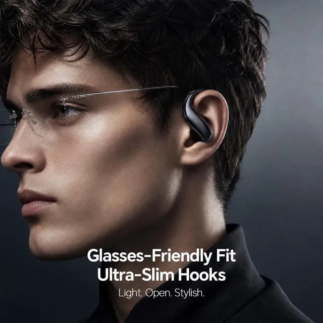 Alt view image 2 of 5 - Xmenha Semi Open Over Ear Earbuds Wireless Bluetooth Semi Open Ear Headphones Air Conduction Earbuds with Over-Ear Hooks Open Ear Buds Out of Ear Headphones