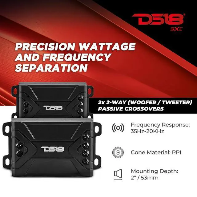 Alt view image 4 of 5 - DS18 S65C Select 6.5" 2-Way Component Speaker Set 200 Watts 4-Ohm, Grill Included, Pair - 6.5" Door Speakers 2-Way with 1.5" Tweeters and 2X Passive Crossovers, Component Speaker System - Set of 2
