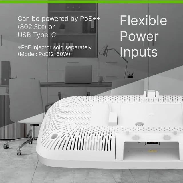 Alt view image 5 of 5 - Zyxel WiFi 7 Wireless Access Point BE15000 ^^ PoE+ or USB C (not Included) ^^ 1x 10GbE Ethernet Port ^^ Triple Radio ^^ Cloud or Standalone ^^ RF Filter, Radius Authentication ^^ TAA Compliant