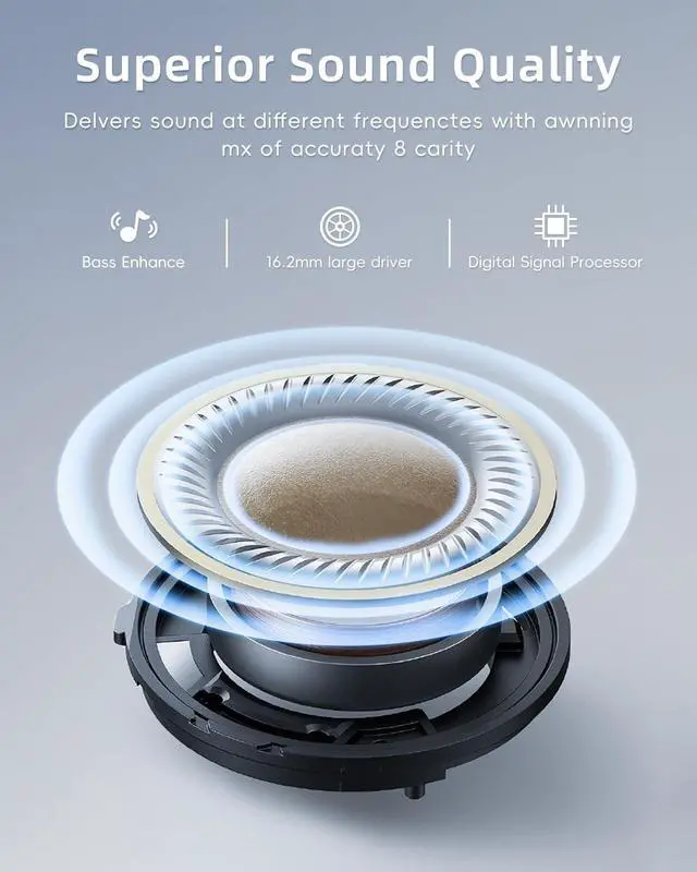 Alt view image 3 of 5 - HIFI WALKER Open Ear Earbuds, Wireless Over Ear Earbuds with Ergonomic Earhook, Bluetooth 5.4 Open Ear Headphones with 50H Playtime, IPX7 Waterproof, Design for Running/Fitness/Office/Sport/Cyc