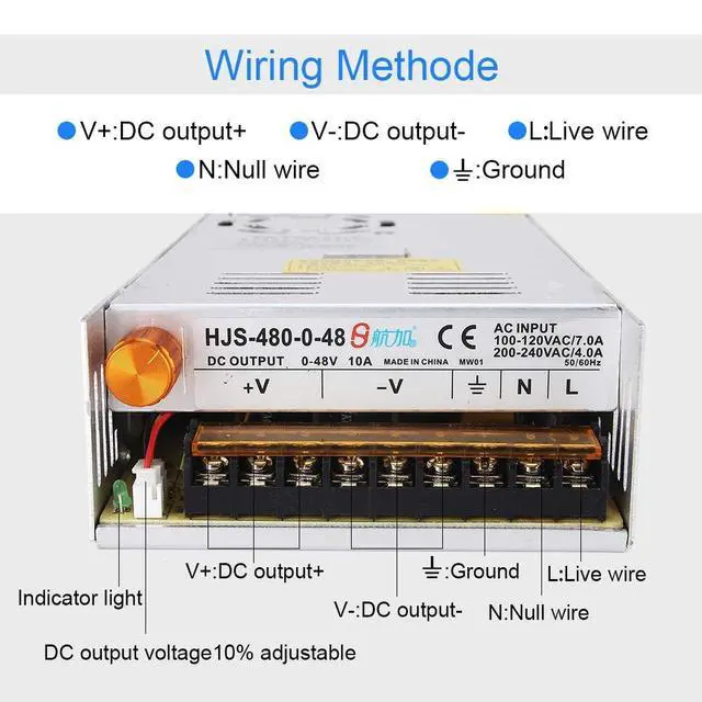 Alt view image 4 of 5 - Adjustable DC Power Voltage Converter AC 110V-220V to DC 0-48V 10A Module Switching Power Supply Digital Display 480W Voltage Regulator Transformer Built in Cooling Fan