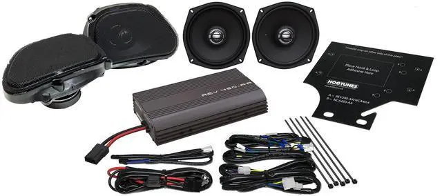 Main image of Hogtunes REV 450 RGU KIT-AA with 200 Watts RMS 4 Channel Amplifier, 5"x7" Front & 5.25" Rear Speakers (4 Pack), Fits 1998-2013 Harley-Davidson Road Glide Models