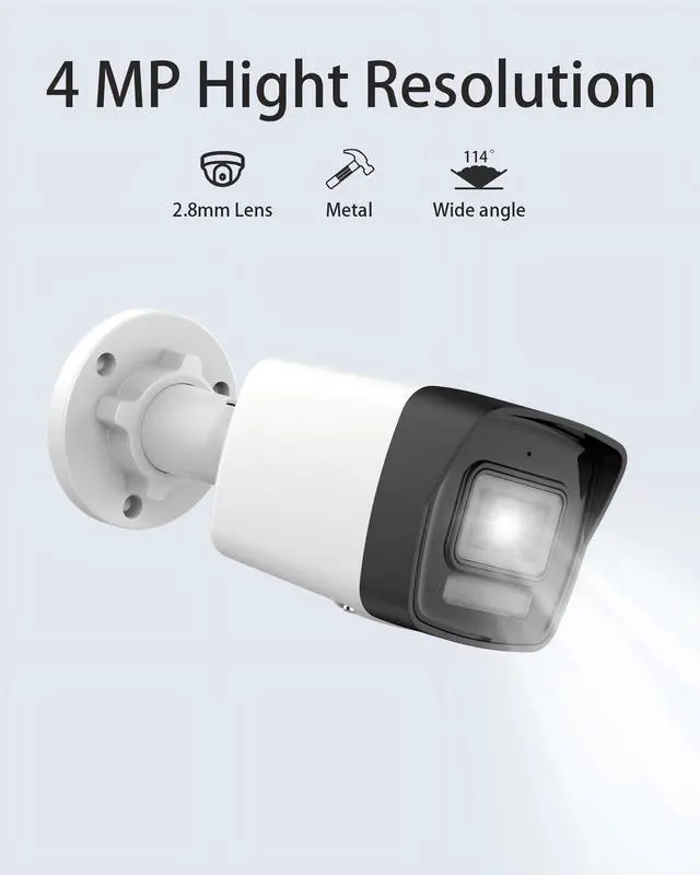 Alt view image 2 of 5 - Koiron DS-2CD1043G2-LIUF HIKVIS0N_4MP IP Bullet PoE Camera, Smart Hybrid Light, Human/Vehicle Detection, Built-in Microphone, Support 512GB SD Card, 2.8mm Lens, Internation English Version