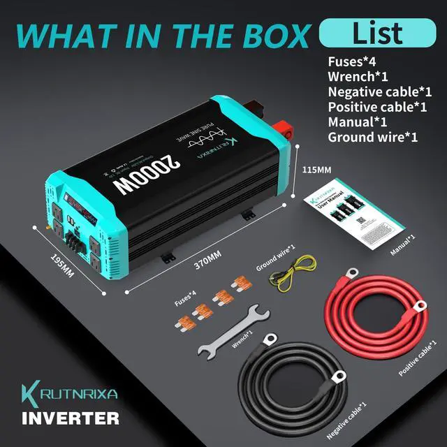 Alt view image 2 of 5 - RUTNRIXA 2000W Pure Sine Wave Inverter Peak 4000w 12V DC to 120V AC for RV, Truck, Off-Grid, Home, Solar Car Power Inverter with Dual AC Hardwire Port, 50A Socket, 5V 2.1A USB