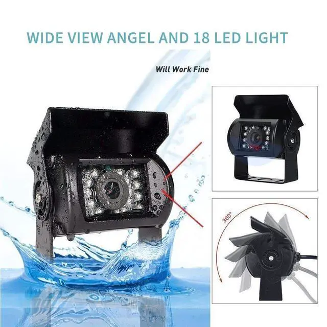 Alt view image 2 of 5 - RV Backup Camera System- 7 Inch 4 Split Reversing Monitor, Night Vision, IP68 Waterproof, Parking Monitoring, Hard-Wired Backup Camera for Trucks/Bus/Trailer/RV/Pickup