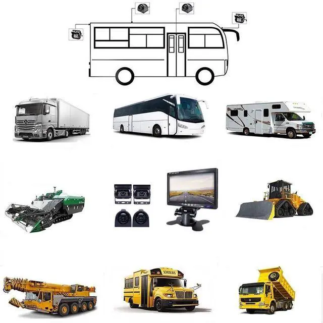 Alt view image 4 of 5 - RV Backup Camera System- 7 Inch 4 Split Reversing Monitor, Night Vision, IP68 Waterproof, Parking Monitoring, Hard-Wired Backup Camera for Trucks/Bus/Trailer/RV/Pickup