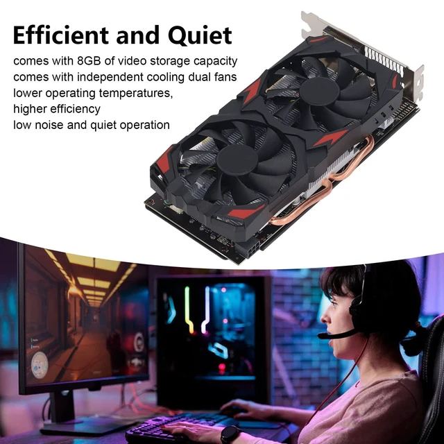 Alt view image 2 of 5 - RX 580 8GB GDDR5 256BIT Gaming Graphics Card, Dual Fan Cooling 1284MHz Core HDMI DVI 3xDisplayPort PCIe 3.0 for Desktop PC Linux (580 8G D5)