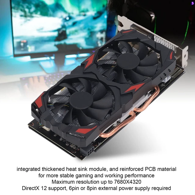 Alt view image 3 of 5 - RX 580 8GB GDDR5 256BIT Gaming Graphics Card, Dual Fan Cooling 1284MHz Core HDMI DVI 3xDisplayPort PCIe 3.0 for Desktop PC Linux (580 8G D5)