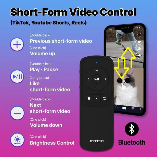 Alt view image 4 of 5 - Bluetooth Remote Control Page Turner Clicker for Boox, e-Reader, TikTok Scrolling, YouTube Shorts, Reels, Camera, for iOS iPad iPhone, Android Galaxy Phone Tablet (Pink)