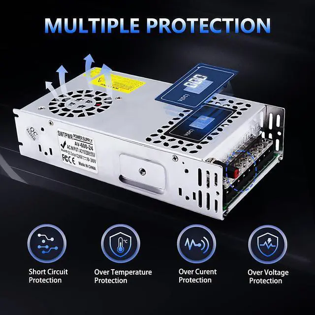 Alt view image 5 of 5 - SWTPWR Variable Power Supply DC 0-24V 600W with LED Display 24V Power Supply Adjustable AC to DC Converter 110V to 24V Designed for LED Light Car Stereo Electronics Equipment (24V-25A-600W, 24V)