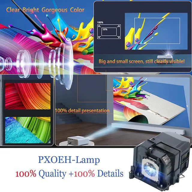 Alt view image 4 of 5 - PXOEH A+ Quality ELP71/V13H010L71 for Epson Powerlite 470 475W 480 485W BrightLink 475Wi 480i 485Wi EB-470 EB-475W EB-475Wi EB-EB-480Wi EB-480E EB-485Wi EB-1410Wi 1400Wi Replacement Projector Lamp