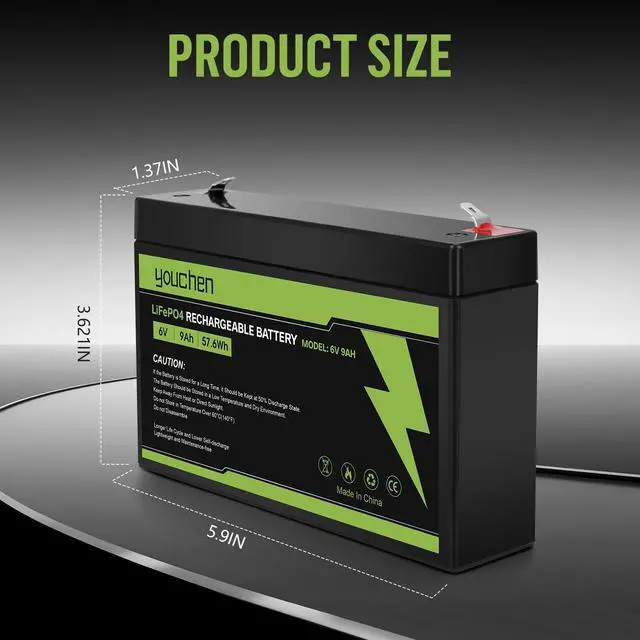 Alt view image 2 of 5 - youchen 6V 9Ah Recharable LiFePO Battery for Kid Trax for Dodge Viper TT Blue for Disney Frozen 4x4 Lightweight Batteries 2000+ Cycles