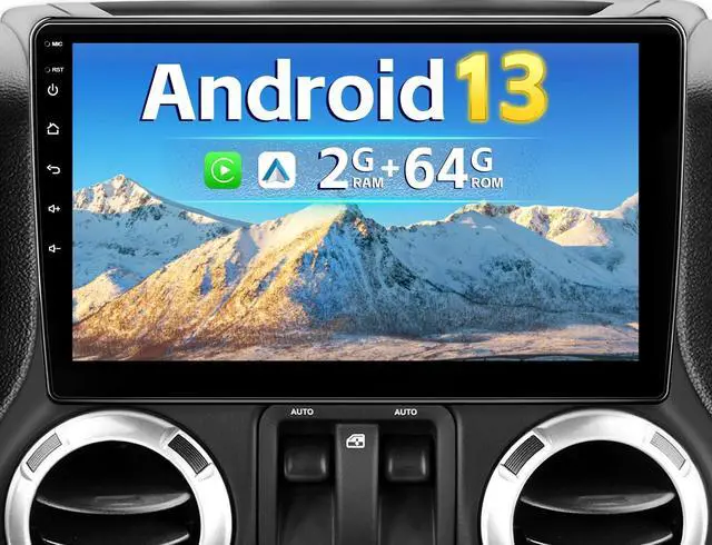 Main image of Car Radio Stereo Upgrade for Jeep Wrangler JK 2007-2018 Dodge Ram 1500 2009-2012 with CarPlay Android Auto, Bluetooth, Backup Camera