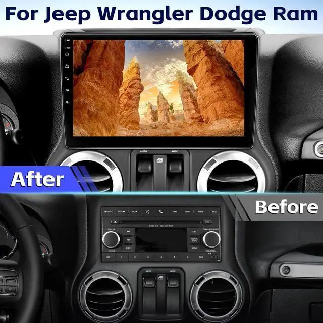 Alt view image 2 of 5 - Car Radio Stereo Upgrade for Jeep Wrangler JK 2007-2018 Dodge Ram 1500 2009-2012 with CarPlay Android Auto, Bluetooth, Backup Camera