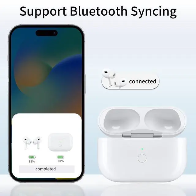 Alt view image 5 of 5 - Charging Case Replacement Compatible with AirPods Pro 1st & 2nd Generation, AirPods Pro 1st & 2nd Wireless Charger Case with Bluetooth Pairing Sync Button