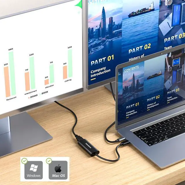 Alt view image 3 of 5 - Fly Kan USB 3.0 to HDMI Video Adapter,USB Type-A to HDMI Converter with Indicator for Monitor,1080p/60Hz - External Graphics Video Display Card for Windows 11 and macOS,Slim and Lightweight Design