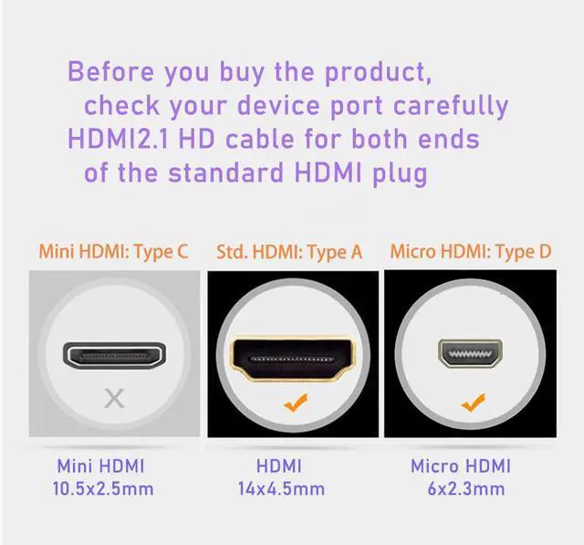 Alt view image 3 of 5 - SkyeySnail 15ft 8K Fiber Optic HDMI Cable, Micro HDMI to HDMI 2.1, Detachable Type A+D, 48Gbps Ultra Speed, HDR, 3D, eARC, in Wall CL2 / CL3 Rated, Slim and Flexible for PS5 Project TV