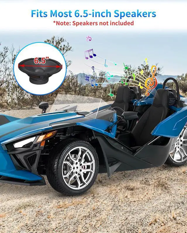 Alt view image 2 of 5 - VEISUTOR Rear 6.5" Speaker Enclosures Pods for Polaris Slingshot 15-25, Rear Seat 6.5in Speaker Panels Mounts Bracket for Polaris Slingshot S SL SLR R LE 2015-2025 Accessories (2PCS)