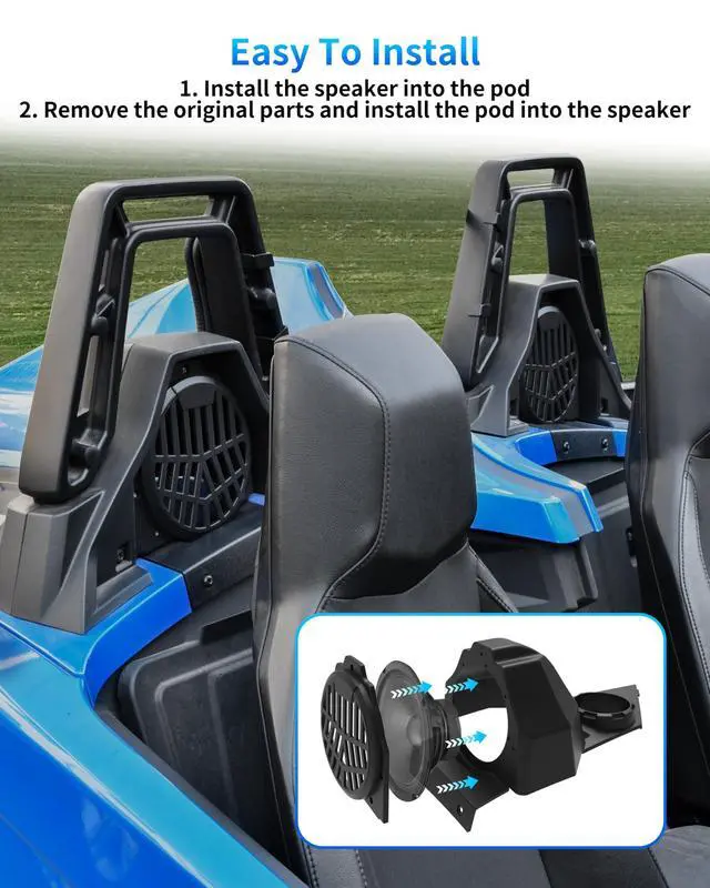 Alt view image 4 of 5 - VEISUTOR Rear 6.5" Speaker Enclosures Pods for Polaris Slingshot 15-25, Rear Seat 6.5in Speaker Panels Mounts Bracket for Polaris Slingshot S SL SLR R LE 2015-2025 Accessories (2PCS)