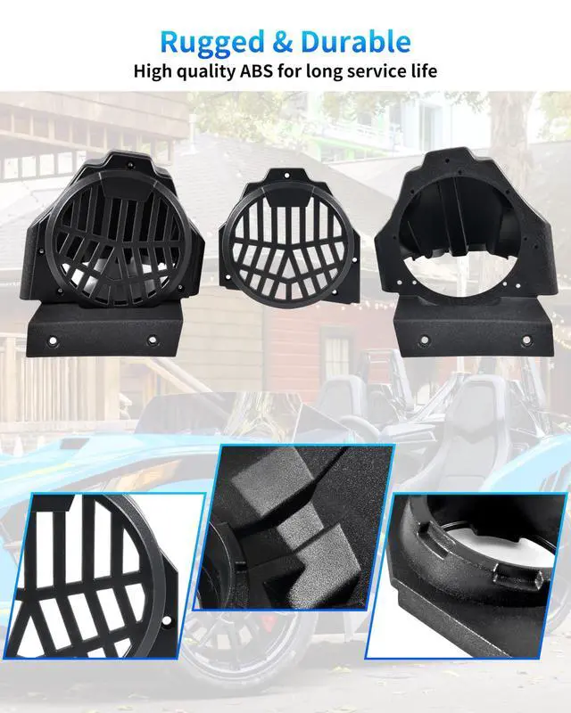 Alt view image 5 of 5 - VEISUTOR Rear 6.5" Speaker Enclosures Pods for Polaris Slingshot 15-25, Rear Seat 6.5in Speaker Panels Mounts Bracket for Polaris Slingshot S SL SLR R LE 2015-2025 Accessories (2PCS)