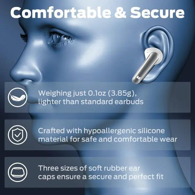 Alt view image 3 of 5 - Monster N-Lite 203 AirLinks Wireless Earbuds Bluetooth 5.3 Headphones HiFi Stereo, Wireless Earphones with IPX6 Waterproof, 30H Playback, Type-C Charging, HD Clear Call, Touch Control in