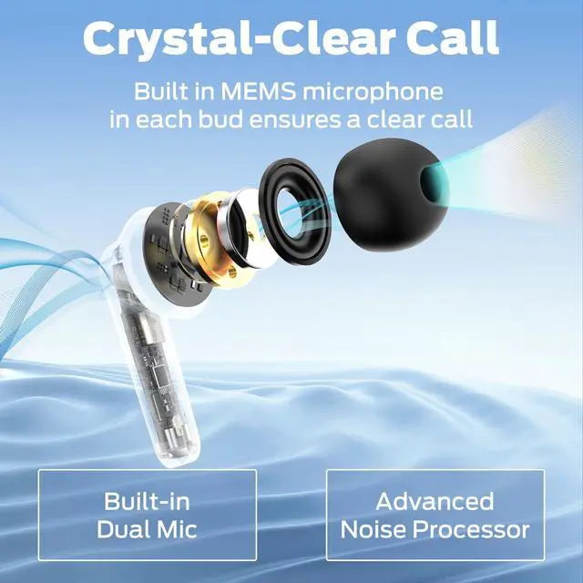 Alt view image 4 of 5 - Monster N-Lite 203 AirLinks Wireless Earbuds Bluetooth 5.3 Headphones HiFi Stereo, Wireless Earphones with IPX6 Waterproof, 30H Playback, Type-C Charging, HD Clear Call, Touch Control in