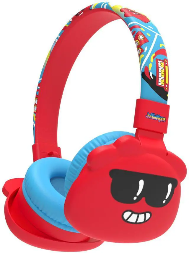 Main image of JellieMons Booma Echo Wireless Stereo Headphones for Kids, Over Ear, Foldable, Fun Characters, Safe Volume Features, Optional Wired Connection, School Ready, Long Play time. (Red)