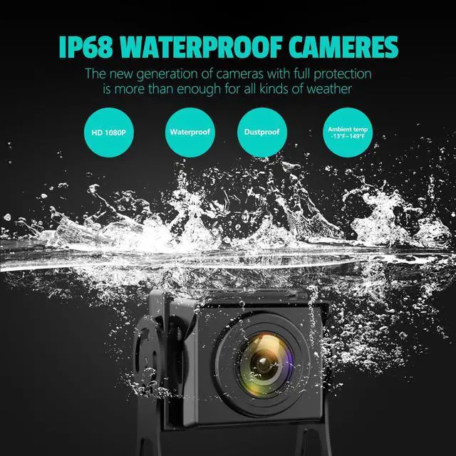 Alt view image 2 of 5 - 10,36-Inch 4-Channel 128GB Large Audio Screen 1080P Backup Camera Monitor & Built-in DVR Video Recorder for RV Truck Trailer Rear Side Front Reversing View Wired System Image Waterproof