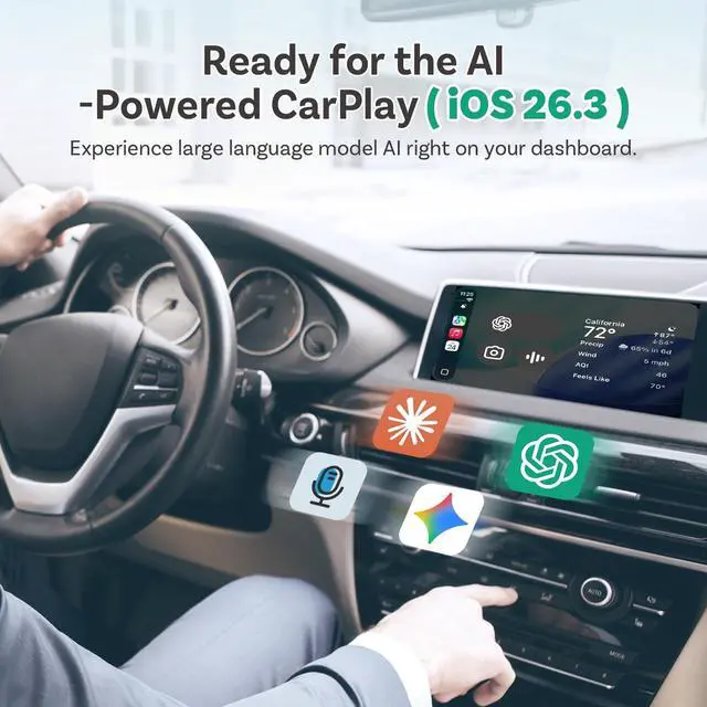 Alt view image 2 of 5 - OTTOCAST Mini Pico 2-in-1 Wireless CarPlay & Android Auto Adapter 2026, Plug & Play Dongle for iPhone & Android,Auto Connect,Wi-Fi 6 & Bluetooth 5.4,One-Tap Disconnect & Easy Switch, Small & Fa