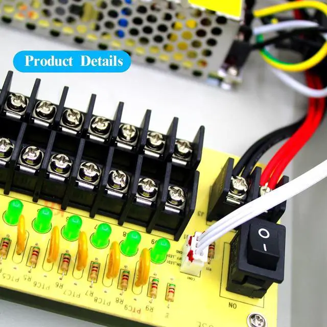Alt view image 3 of 5 - (2026 Updated) 18 Channel 12V DC 30A 360W CCTV Power Supply Box for Security Cameras, Individual Resettable PTC Fuse, Lockable Metal Case with Cooling Fan, AC Plug Included, Plug & Play