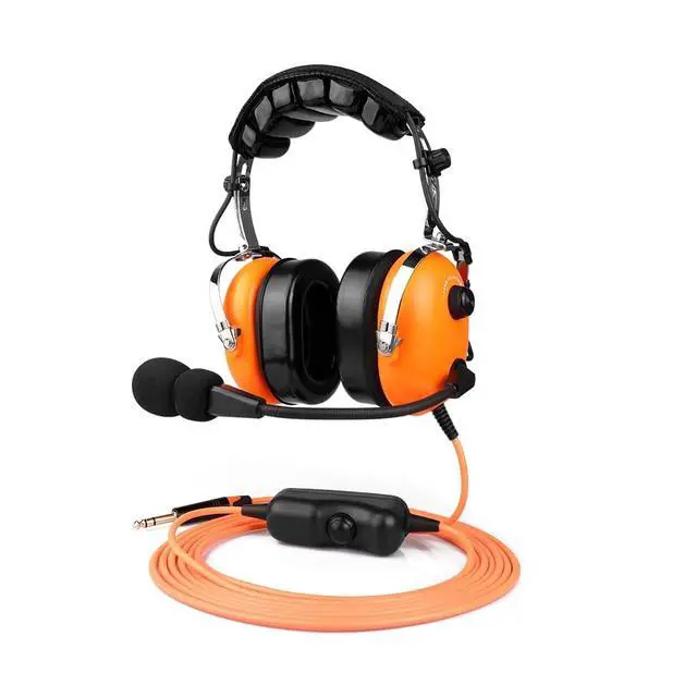 Main image of Aviation Ground Crew Headset, NC Mic, PTT, Comfort Pads, 6ft Cord w/ Plug