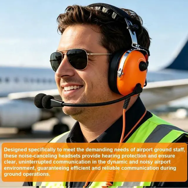 Alt view image 5 of 5 - Aviation Ground Crew Headset, NC Mic, PTT, Comfort Pads, 6ft Cord w/ Plug