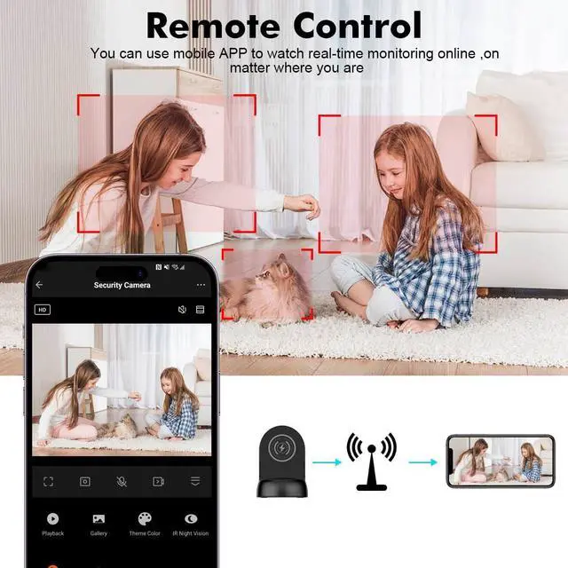 Alt view image 4 of 5 - Vaelthyr Security Camera WiFi Wireless Phone Charger, Security Cam Motion Activated,HD1080P(Rotate Lens) with 250Viewing Angle, camaras espias ocultas for Home Office Security(2.4/5G)