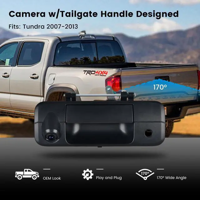 Alt view image 2 of 5 - Dasaita Tailgate Handle Backup Camera for Toyota Tundra 2007-2013