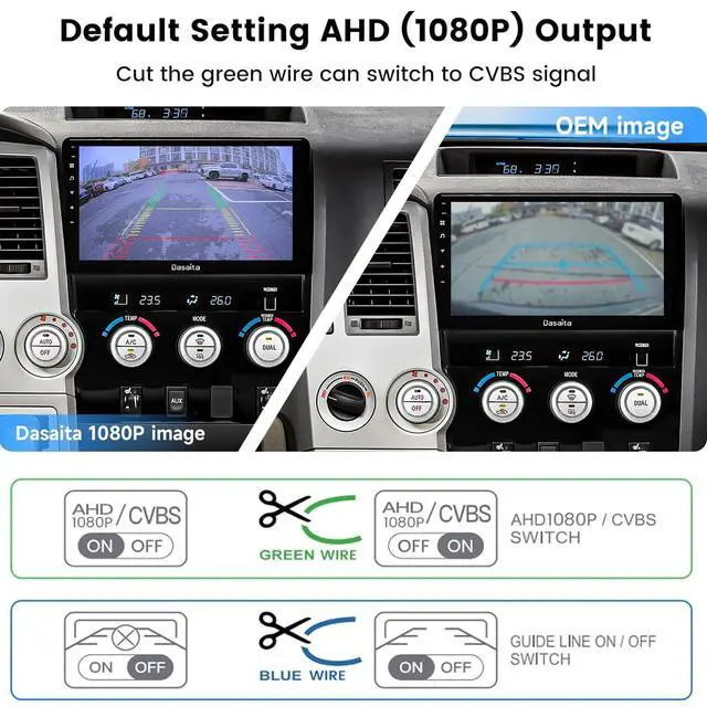 Alt view image 5 of 5 - Dasaita Tailgate Handle Backup Camera for Toyota Tundra 2007-2013