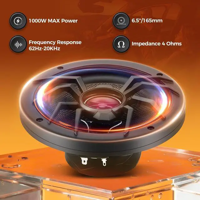 Alt view image 2 of 5 - CLES ZYZ 6.5" Coaxial Car Speakers1000W Max Power250W RMS4 OhmPlug & Play Upgrade for Old CarsTransform Your Daily Commute into a Stress-Relief Concert Hall Experience (Pair) (250, Watts) (6.5)