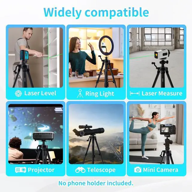 Alt view image 5 of 5 - SITERAY 39 Inch Portable Tripod, Lightweight Adjustable Stand with Horizontal Bubble Level, 1/4"-20 & 5/8" Thread Mount for Tools, Cameras, Projectors,DIY, Lighting and Home Use